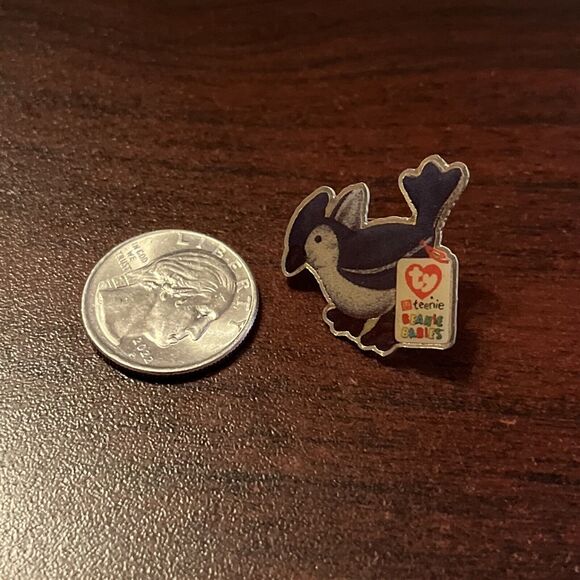 McDonald’s Ty Teenie Beanie Babies Blue Jay Employee Lapel Hat Pin - Picture 2 of 3